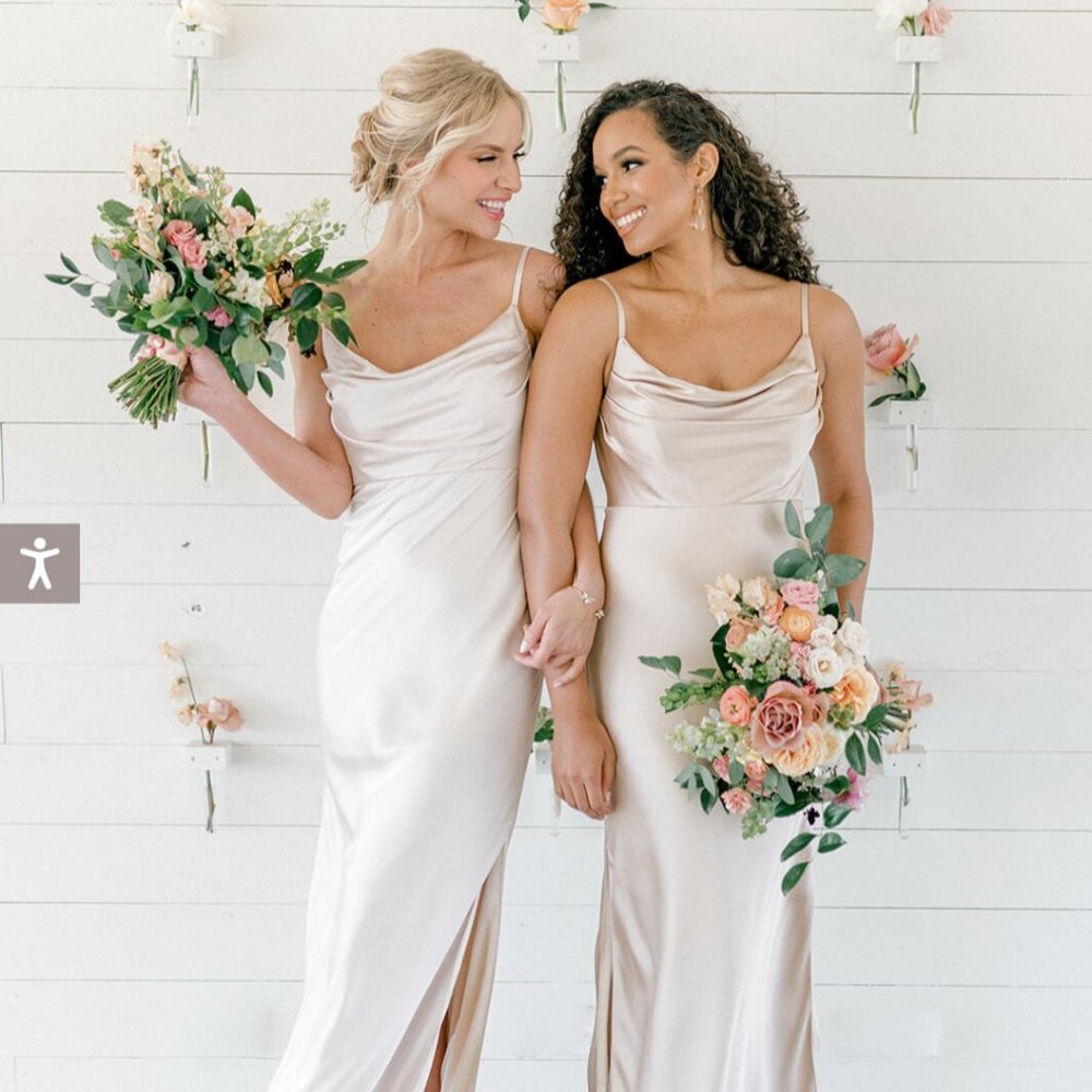 ISO Satin Revelry Bridesmaid Dress in Gold Champagne